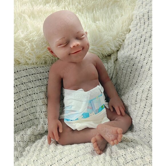 6.82lbs Full Body Platinum Silicone Reborn Baby Boy Doll 45cm Sleeping Newborn - Picture 12 of 16